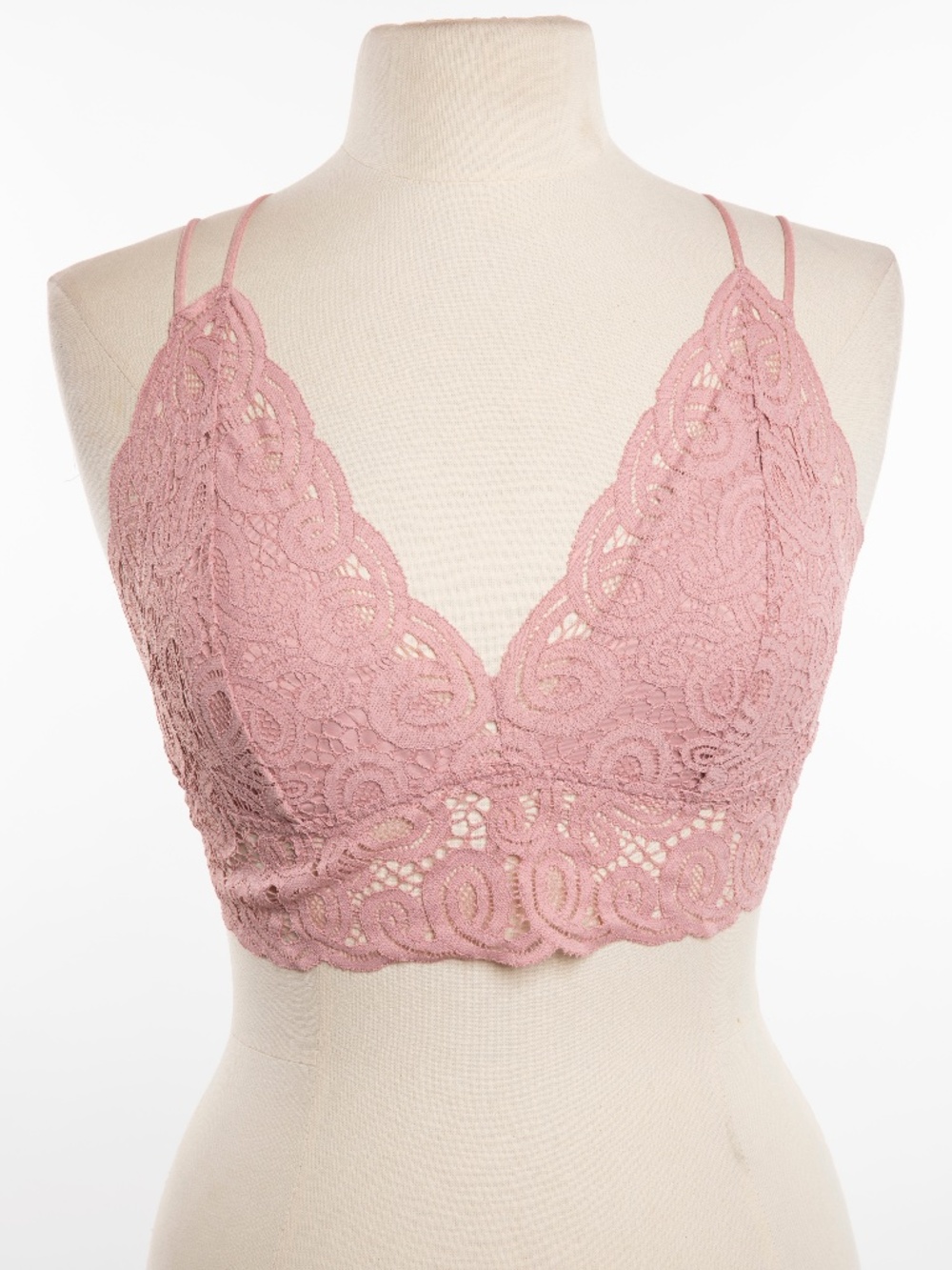 PINK Victoria Secret Women's Pink Lace Bralette - XL